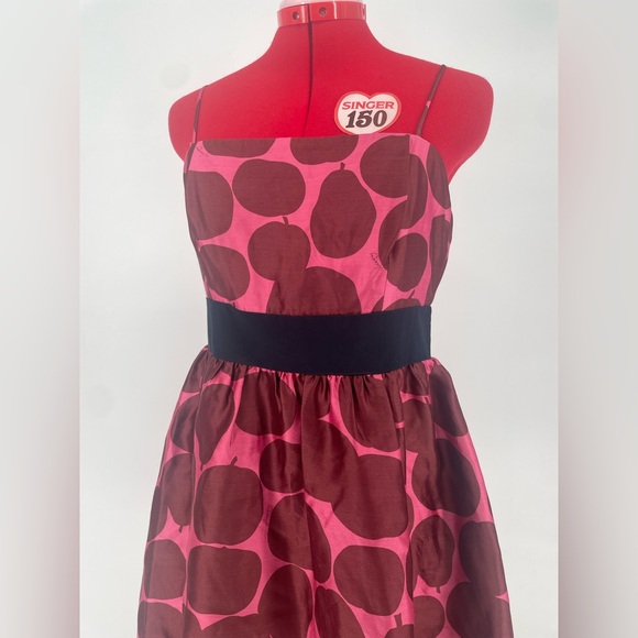 Y2K Juicy Couture Apple / Pear Polkadot Pink & Brown Bubble Hem Mini Dress - Picture 3 of 11